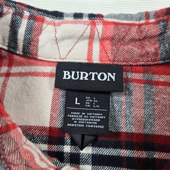 Burton Long Sleeve Button Up Red Plaid Brighton Flannel Men's Size Large - Picture 3 of 8